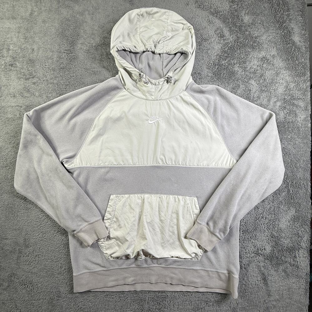 Nike Sportswear Men's XL Polar Fleece Hoodie Gray Pullover Kangaroo Pocket